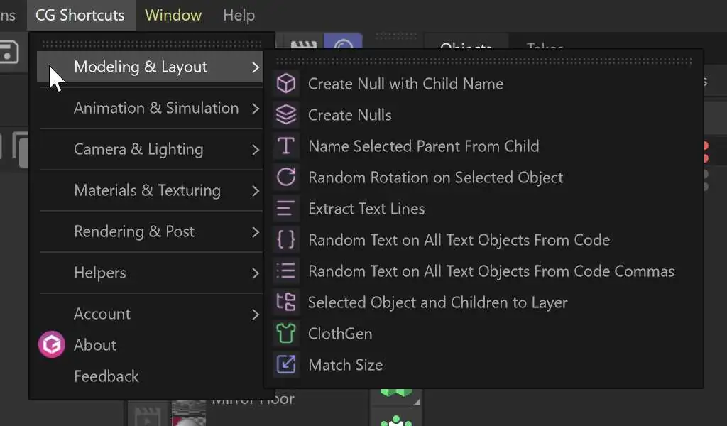 CG Shortcuts Cinema 4D Toolkit Plugin